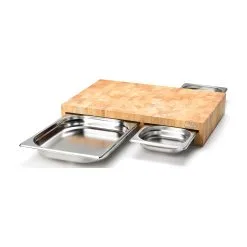 Continenta Planche à Découper Bois De Caoutchouc Avec 3 Planches En Fer Blanc